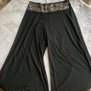 VINTAGE✨Sequined palazzo wide leg pants stretchy